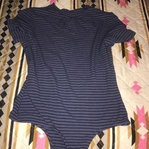 Blue Body suit with black stripes